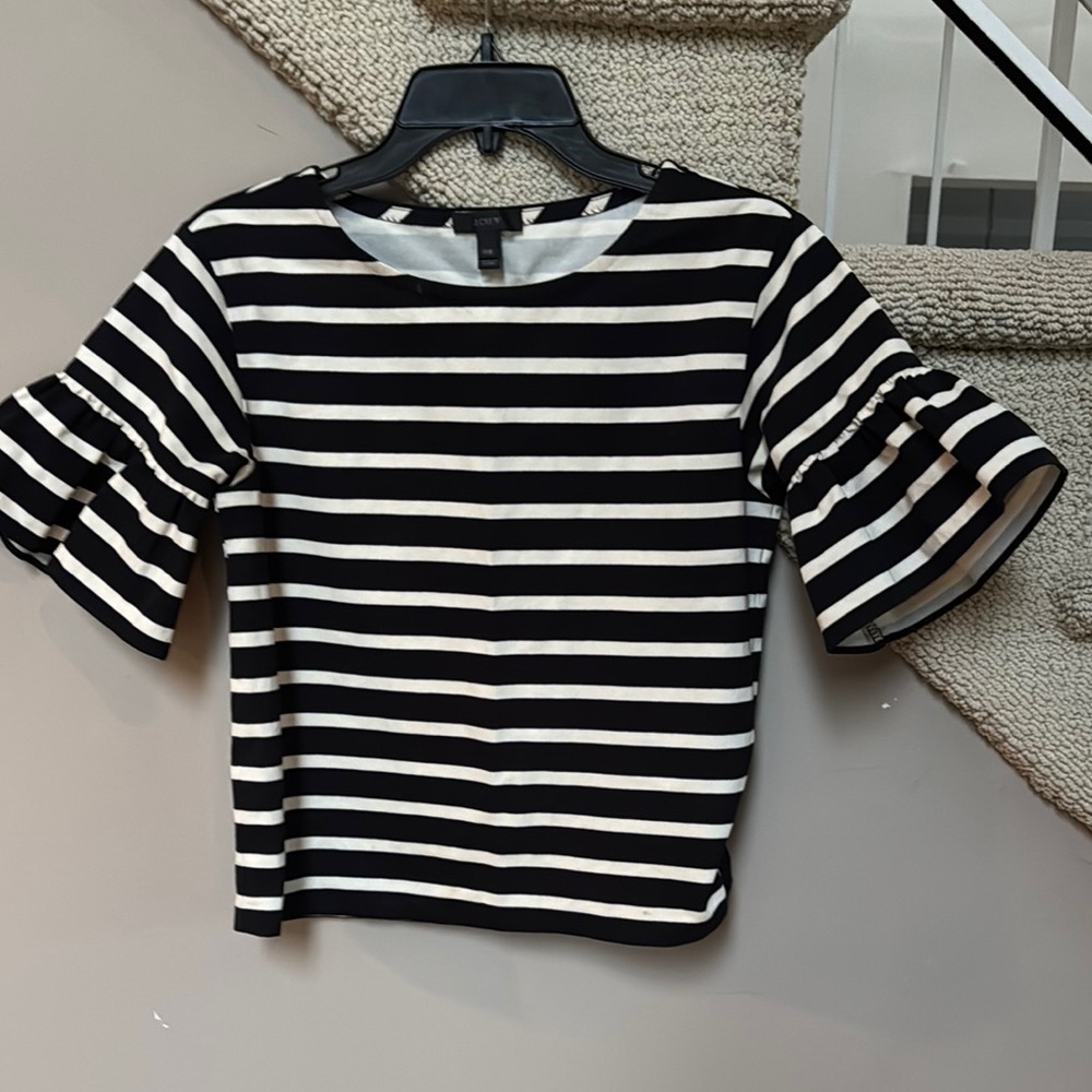 J. Crew Black and White Striped Top